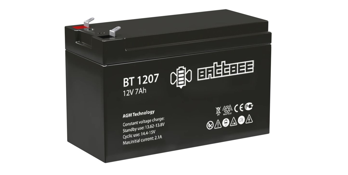 АккумуляторнаябатареяBattbee,BT1207,12В/7Ач,клеммаF1(151х65х95мм(100мм);кг;Срокслужбы3лет;Гаранти