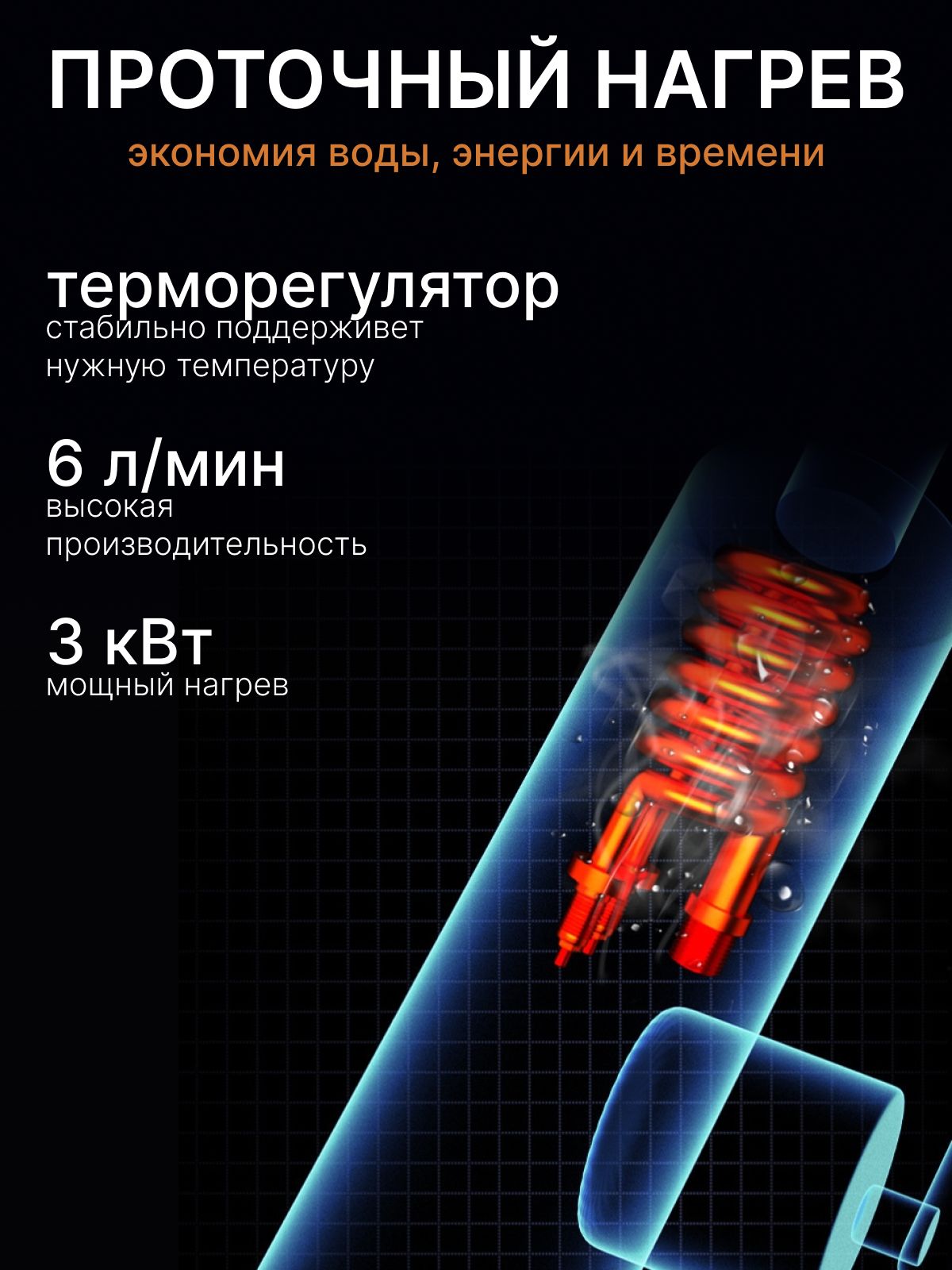 Водонагреватель проточный с душем, 8л/мин(图1)