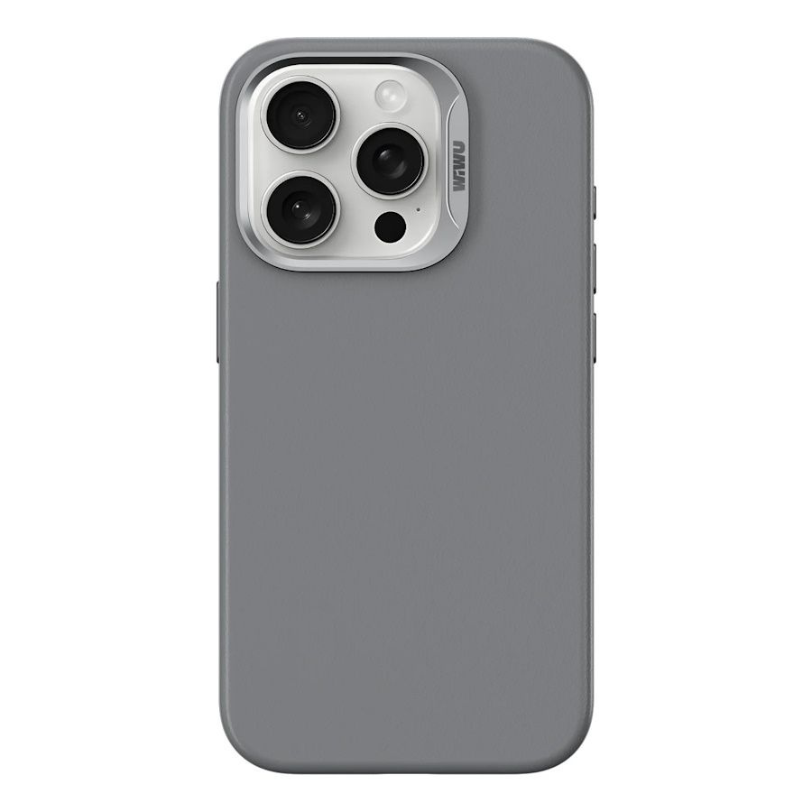 Чехол на айфон кожаный WiWU Vegan Leather SP-019 для iPhone 15 Pro с поддержкой MagSafe - Серый  #1