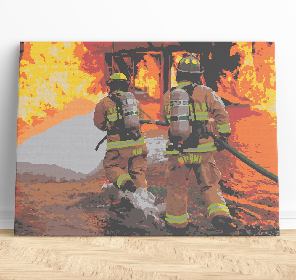 Картина по номерам 40х50 Пожарные #1