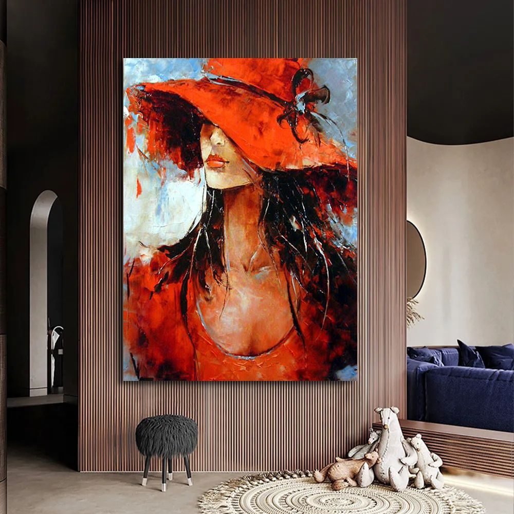 Картина с девушкой в красном платье, 60х80 см. #1