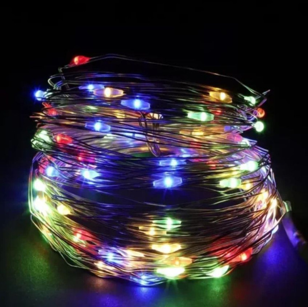 Светодиодная гирлянда леска 100 LED разноцветная роса 10 м /без режима ...