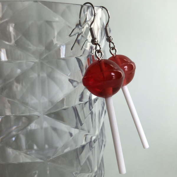 Сережки молодежные леденцы. Чупа-чупсы. Красные - купить с доставкой по ...