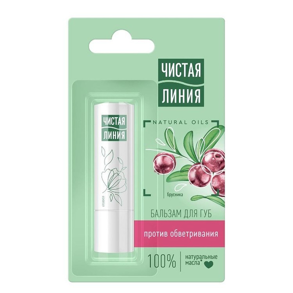 Бальзам для губ "Чистая Линия" против обветривания с экстрактом листьев ...