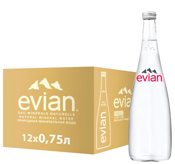 Вода минеральная природная Evian (Эвиан), 0,75 л х 12 шт ...