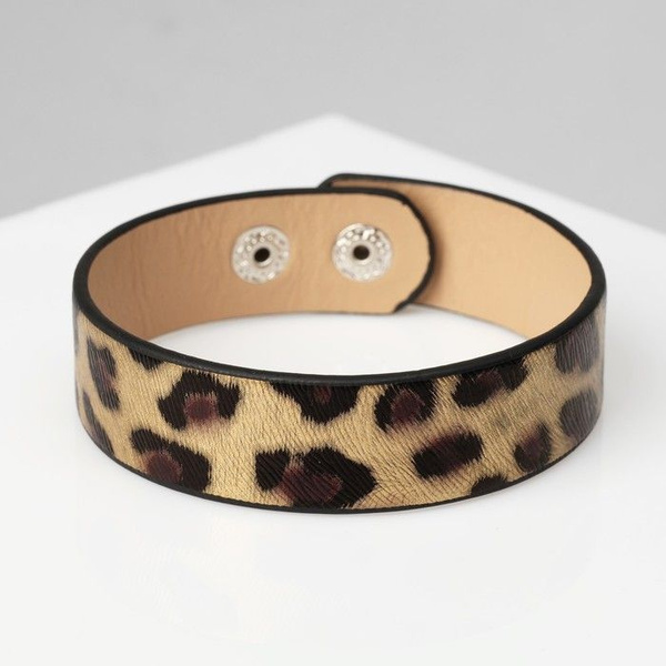 Браслет кожа "Сафари" леопард, цвет чёрно-золотой, 22 см - купить с ...