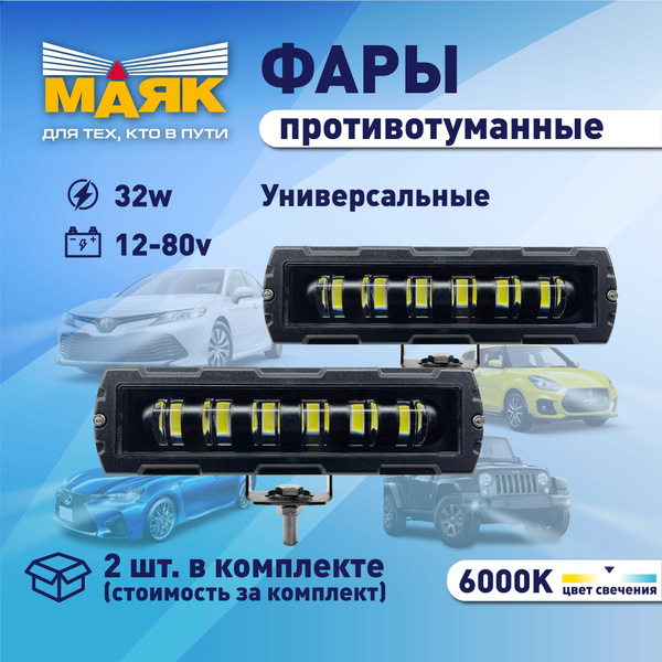 Фара светодиодная MK2010 (рабочий свет,кв. мет. корп. 8 LED по кругу, 24W) BLACK (МАЯК)!!!!