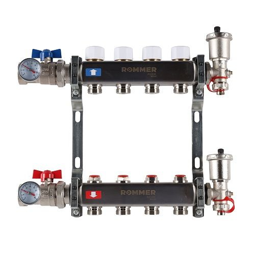 Коллекторная группа для радиаторного отопления ROMMER RMS3210 - 1" на 4 ...