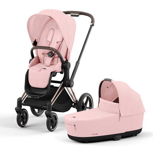 Детская коляска 2 в 1 Cybex Priam 4 Peach Pink, шасси Rose Gold ...