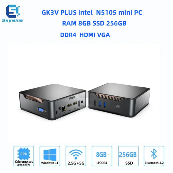 WINTEK Мини-ПК GK3V PRO N5105 RAM 8G SSD 256G (Intel Celeron N5105, RAM ...