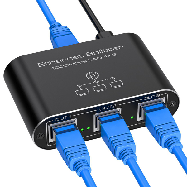 Сетевой разветвитель 1000 Мбит/с RJ45 для интернет кабеля CAT6 1на 3 ...
