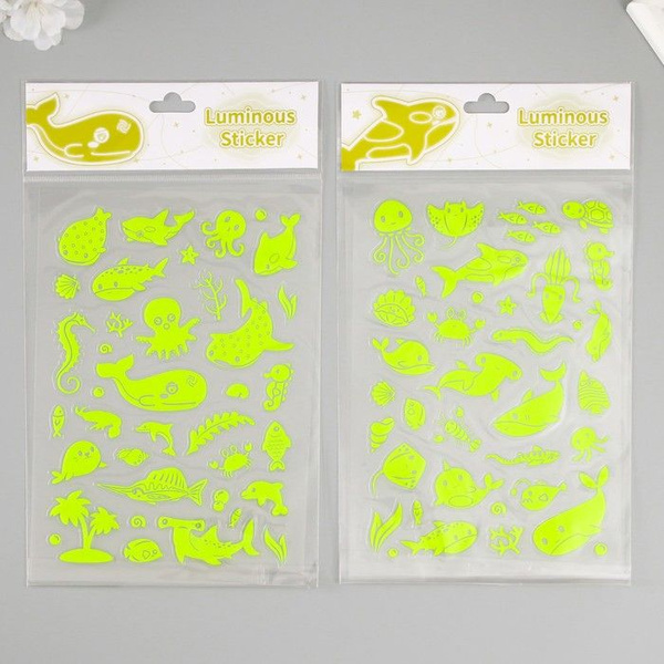 Наклейка пластик фосфорная "Морские жители" 27х15,5 см - купить с ...