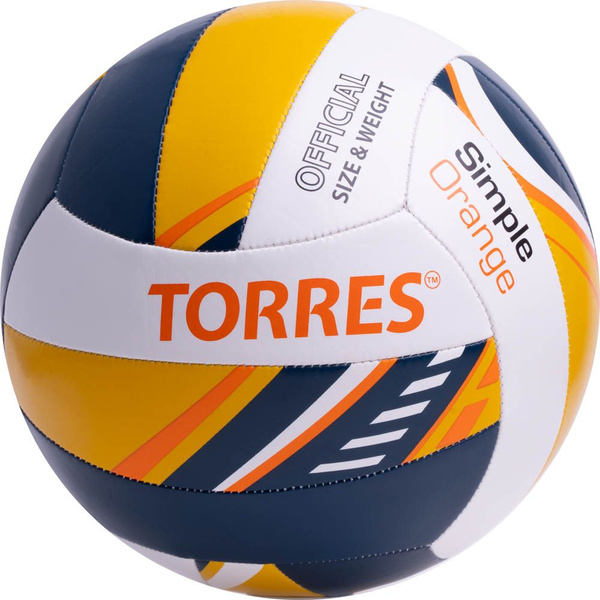 Мяч волейбольный TORRES Simpleшмипл, 5 размер, оранжевый, темно-синий ...