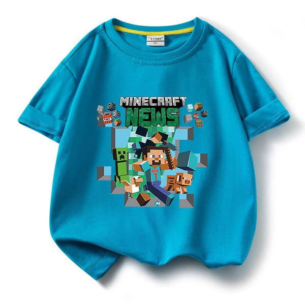 Футболка Minecraft, размер 90, цвет синий, 100% хлопок - купить по ...