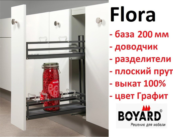 Бутылочница FLORA в базу 200 мм, правая, Графит, Boyard KR05/1/3/200/R ...