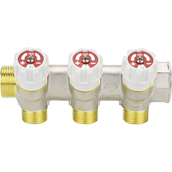 Коллектор распределительный VARMEGA с запорными клапанами 3/4 х3/4, 3 ...