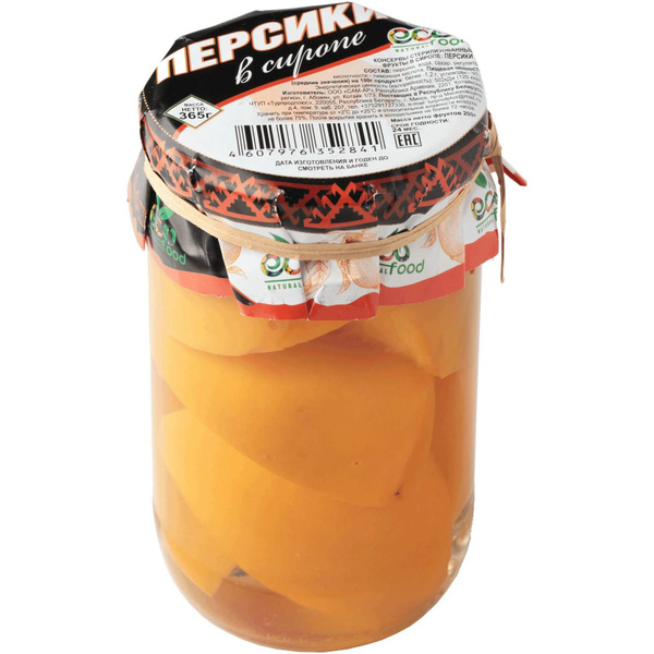 Фрукты EcoFood персики в сиропе, 365г х 6 штук - купить с доставкой по ...