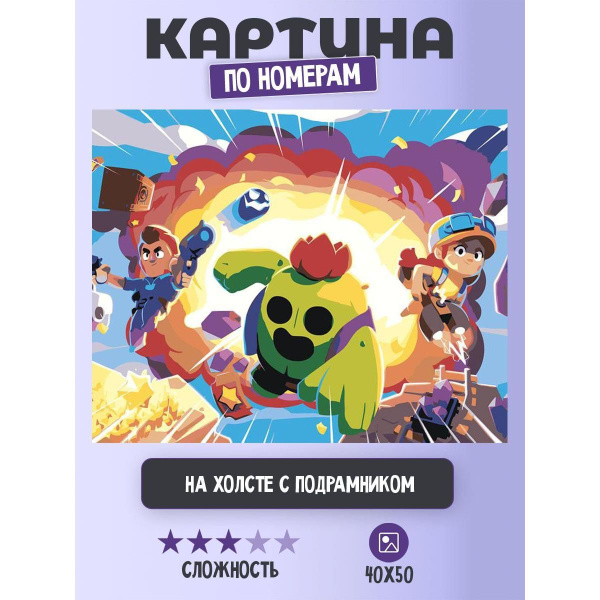 Картина по номерам Цветное на холсте с подрамником "Brawl Stars Бравл ...
