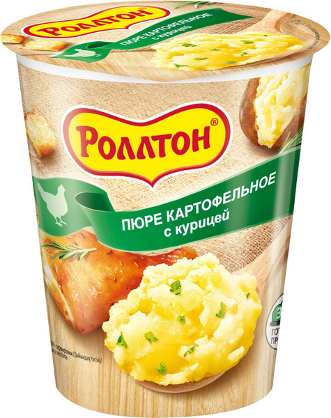 Пюре Роллтон Горячая порция картофельное с курицей 55г - купить с ...