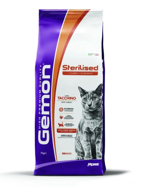 Gemon Cat Sterilized Turkey 7 кг корм для стерилизованных кошек, с ...