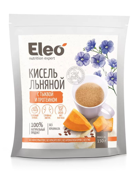 Кисель льняной с протеином и мякотью тыквы "ELEO" 150 г - купить с ...