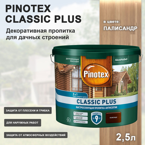 PINOTEX CLASSIC PLUS пропитка-антисептик быстросохнущая 3 в 1 ...
