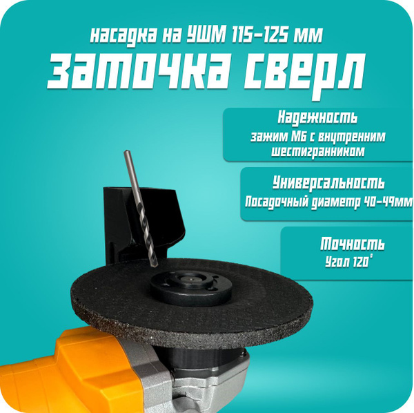 Насадка для заточки сверл на УШМ 115 125 купить на OZON по низкой цене ...