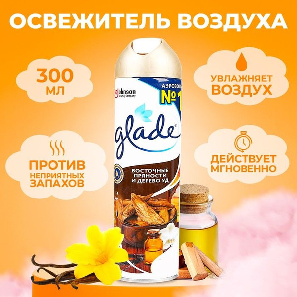 Освежитель воздуха Glade Восточные пряности и дерево Уд , 300 мл ...