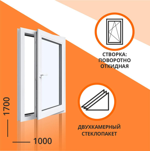 Окно пластиковое 1000*1700, одностворчатое - купить по выгодной цене в ...