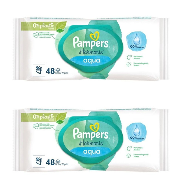 Pampers Влажные салфетки, Harmonie Aqua, 48 шт, 2 уп - купить с ...