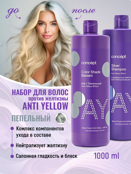 Concept Набор для волос бальзам и шампунь оттеночный тонирующий ...