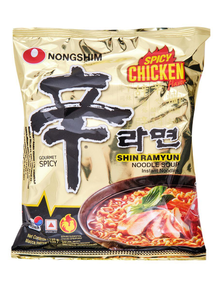 Корейская лапша быстрого приготовления Nongshim острая курица 120 гр ...
