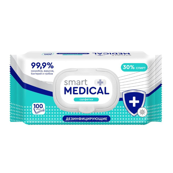 Салфетки антисептические MEDICAL SMART 100шт - купить с доставкой по ...
