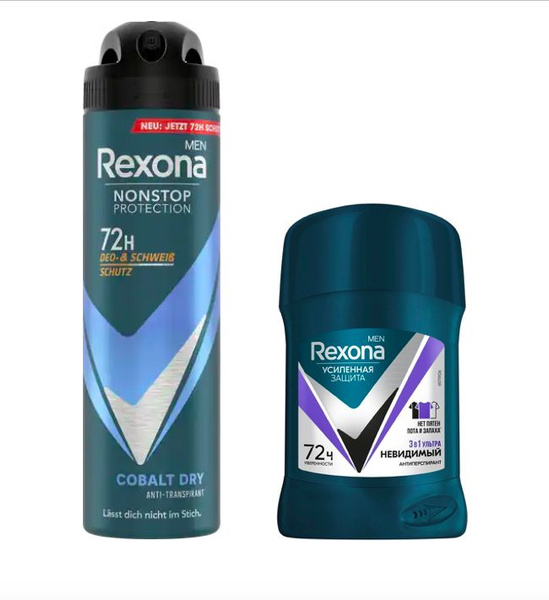 Дезодорант-стик Невидимый Rexona Men УЛЬТРА + спрей Rexona Men Кобальт ...