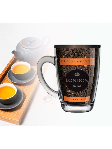 Чай черный Имбирь-апельсин ТМ London Tea Club 70г в стеклянной кружке 4 ...