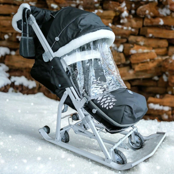 Санки-коляска Nika - Ника Детям 7-5К (НД7-5K) Черный Шишка - купить с ...
