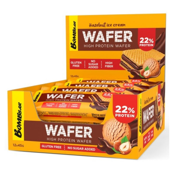 Батончик протеиновый Bombbar Wafer глазированный, 20 шт по 45 г, вкус ...