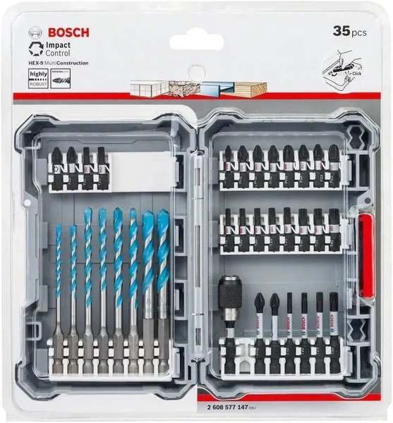 Bosch Набор ударных бит и универсальных сверл (кейс L) 35 предметов ...