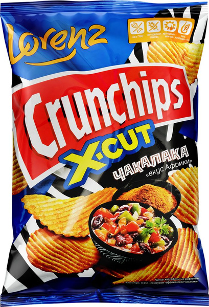 Характеристики Чипсы картофельные LORENZ Crunchips X-Cut Чакалака ...