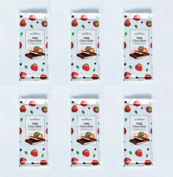 Шоколад молочный с нугой из клубники Коммунарка Milk Chocolate, 6 уп по ...