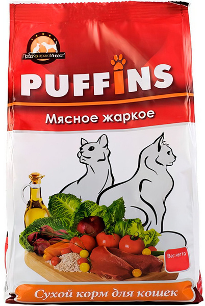 Корм Puffins для кошек, мясное жаркое, 400 г - купить с доставкой по ...