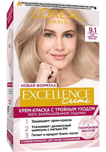 L'Oreal Paris Крем-краска для волос Excellence Creme, 9.1 Очень светло ...