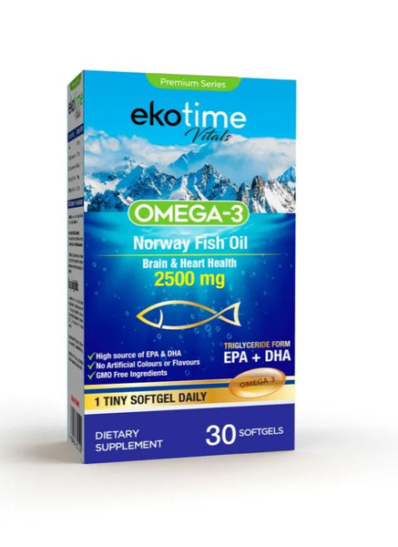 Ekotime Omega 3, 2500мг 30капсул - купить с доставкой по выгодным ценам ...