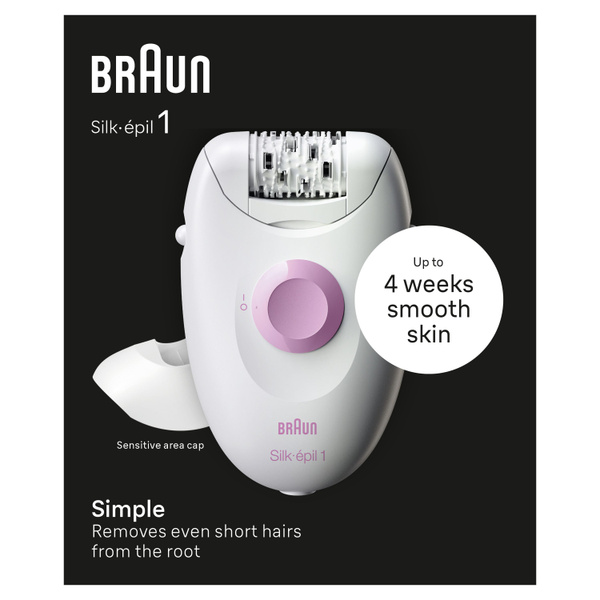 Эпилятор Braun S1 SE 1-010 белый/розовый сухая эпиляция, с насадкой для ...