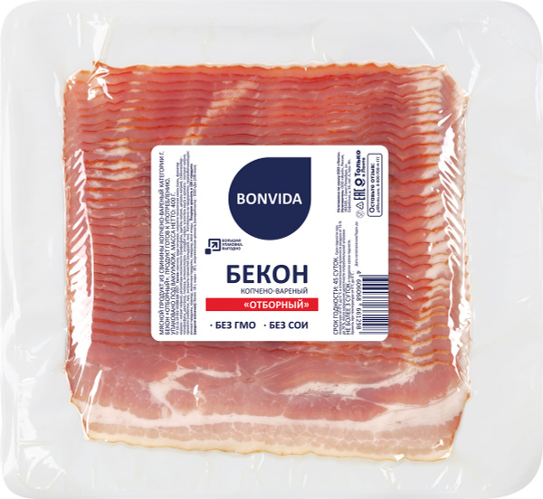 Бекон BONVIDA Отборный к/в нар в/, 400г купить на OZON по низкой цене ...