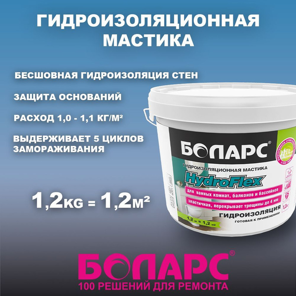 Гидроизоляция полимерная мастика Боларс HydroFlex гидрофлекс для пола ...