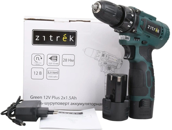 Дрель-шуруповерт Zitrek Green 12V Plus аккум. патрон:быстрозажимной ...