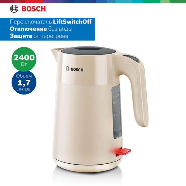 Bosch Чайник электрический TWK2M167, объем 1.7 л, переключатель Lift ...