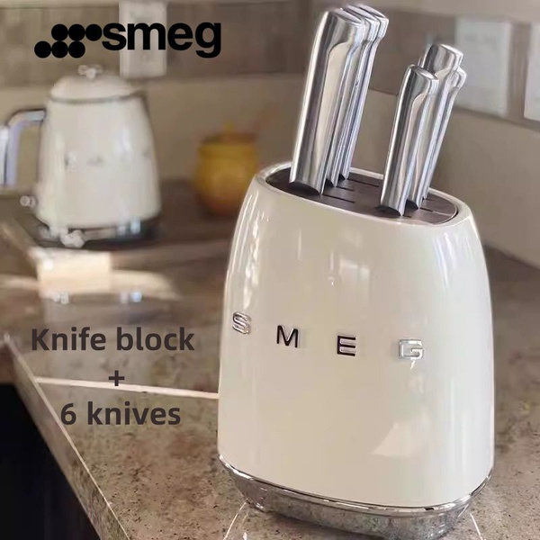 Набор ножей SMEG с подставкой 6 ножей из нержавеющей стали для кухни ...
