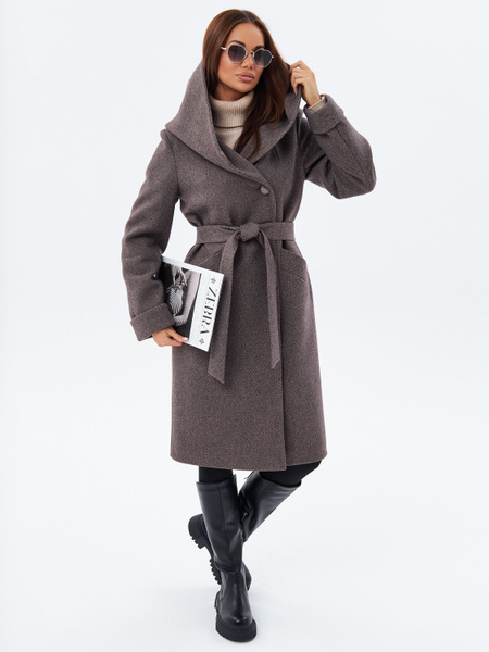 Пальто Женский Madsheep Декоративные пуговицы шоколадно-коричневый ...